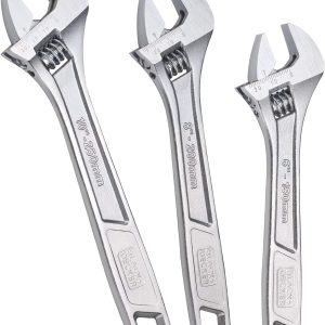 Adjustable Wrench Set.  6 in.. 8 in.. and 1 in.. Wide + Tapered Jaws